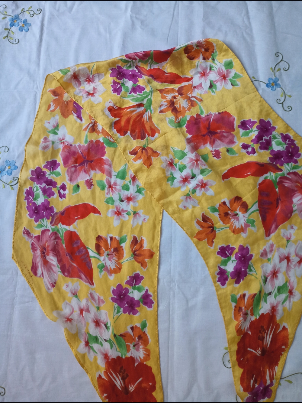 Ralph Lauren Yellow Floral Silk Scarf